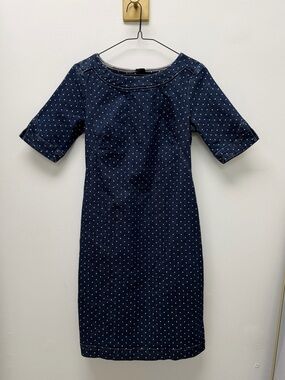 BODEN dark denim polka dot dress.
size 2